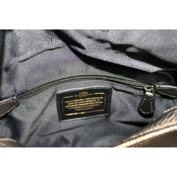 Beautiful Gold Coach Bag With Black Accents And Chain Shoulder Strap - Picture 3 of 5